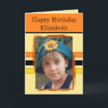 Awesome Granddaughter add photo orange birthday Card<br><div class="desc">For an awesome Granddaughter birthday greeting card.
This card is sure to put a smile on her face and make her feel special.
just add your personalised message inside and replace the photo with your own.
Colour scheme is orange and yellow.</div>