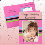 Awesome Granddaughter add photo pink birthday Card<br><div class="desc">For an awesome Granddaughter birthday greeting card.
This card is sure to put a smile on her face and make her feel special.
just add your personalised message inside and replace the photo with your own.
Colour scheme is pink,  blue and green.</div>