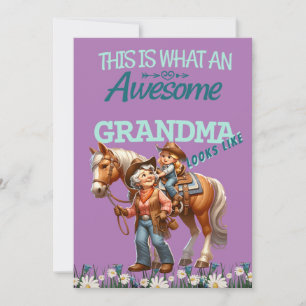 Awesome Grandma Cowgirl Mother's Day Personalised Card
