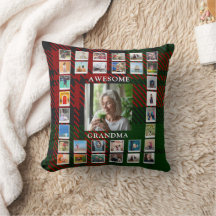 Awesome Grandma Photo Collage Black Red Tartan