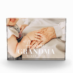 Awesome Grandma Since 20XX Simple Elegant Photo Block