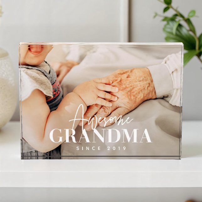 Awesome Grandma Since 20XX Simple Elegant Photo Block (Creator Uploaded)