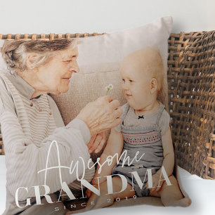 Awesome Grandma Since 20XX Simple Elegant Photo Cushion