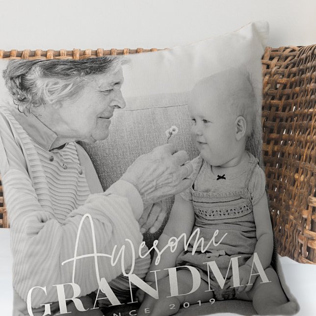 Awesome Grandma Since 20XX Simple Elegant Photo Cushion (Creator Uploaded)