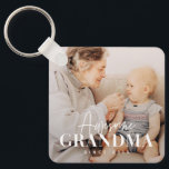 Awesome Grandma Since 20XX Simple Elegant Photo Key Ring<br><div class="desc">This simple and modern design is composed of serif and cursive typography and add a custom photo</div>