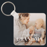 Awesome Grandma Since 20XX Simple Elegant Photo Key Ring<br><div class="desc">This simple and modern design is composed of serif and cursive typography and add a custom photo</div>
