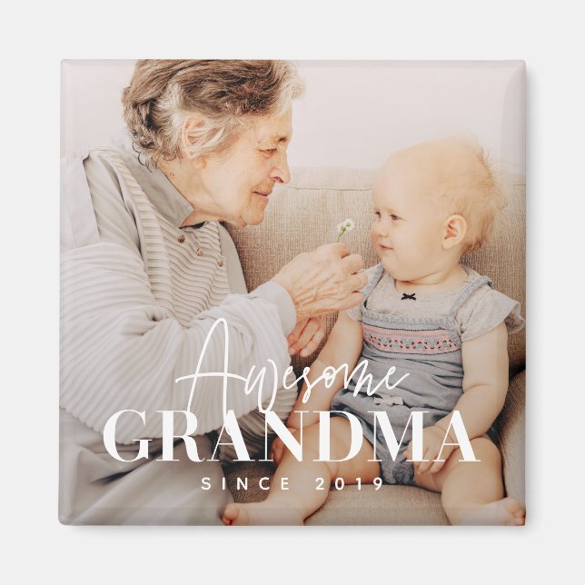 Awesome Grandma Since 20XX Simple Elegant Photo Magnet (Front)