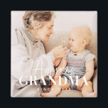 Awesome Grandma Since 20XX Simple Elegant Photo Magnet<br><div class="desc">This simple and modern design is composed of serif and cursive typography and add a custom photo</div>
