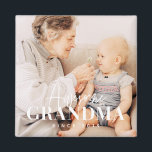 Awesome Grandma Since 20XX Simple Elegant Photo Magnet<br><div class="desc">This simple and modern design is composed of serif and cursive typography and add a custom photo</div>