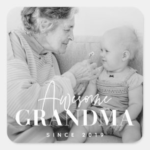 Awesome Grandma Since 20XX Simple Elegant Photo Square Sticker