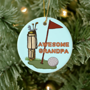 Awesome Grandpa Golf Ceramic Tree Decoration