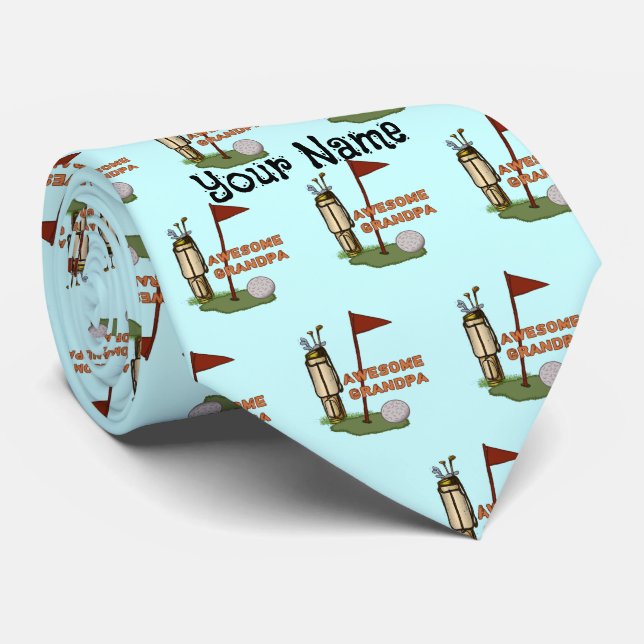 Awesome Grandpa Golf mens tie (Rolled)