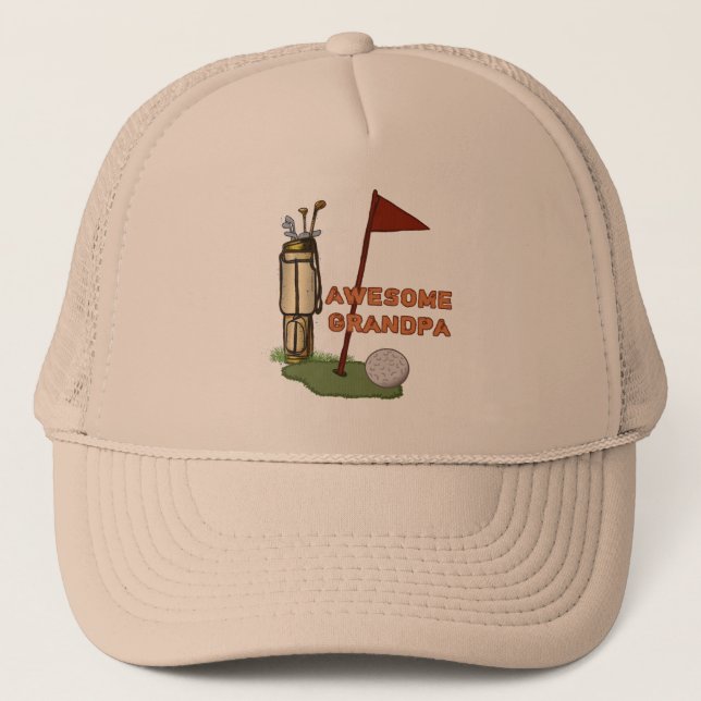 Awesome Grandpa Golf Trucker Hat (Front)