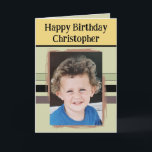 Awesome Grandson add photo green birthday Card<br><div class="desc">For an awesome Grandson birthday greeting card.
This card is sure to put a smile on his face and make him feel special.
just add your personalised message inside and replace the photo with your own.
Colour scheme is green,  yellow and brown.</div>