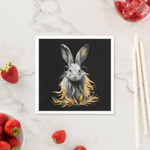 Awesome Gray Rabbit on Fire  Napkin