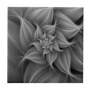 Awesome Grey Flower Fractal  Tile