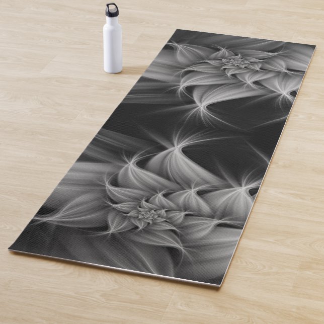Awesome Grey Flower Fractal  Yoga Mat (In Situ)