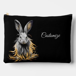 Awesome Grey Rabbit on Fire Accessory Pouch