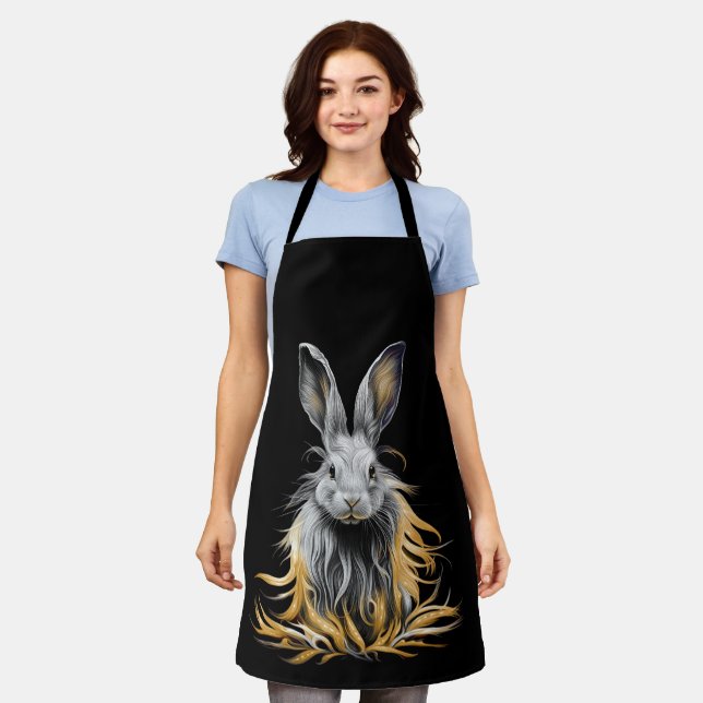 Awesome Grey Rabbit on Fire  Apron (Worn)