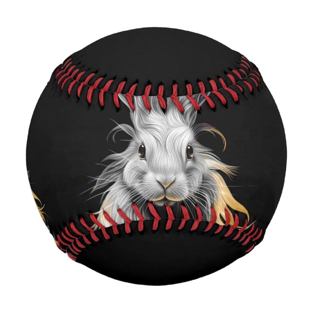 Awesome Grey Rabbit on Fire  Baseball (Front)
