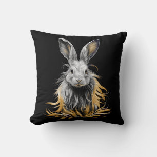 Awesome Grey Rabbit on Fire  Cushion