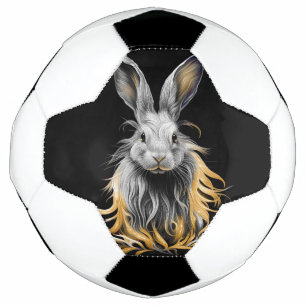 Awesome Grey Rabbit on Fire Football