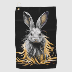 Awesome Grey Rabbit on Fire Golf Towel