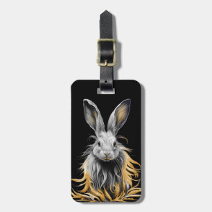 Awesome Grey Rabbit on Fire  Luggage Tag