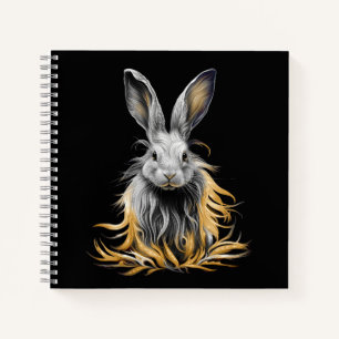 Awesome Grey Rabbit on Fire  Notebook