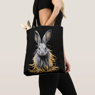 Awesome Grey Rabbit on Fire  Tote Bag