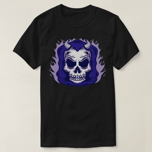 Awesome Grim Reaper with Horns T-Shirt (Design Front)