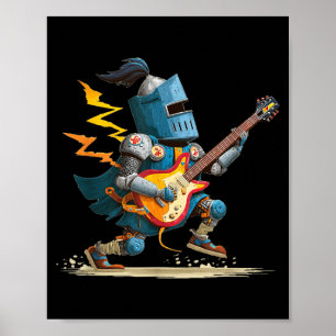 Awesome Guitar Knight in Mediaeval Style for Boys Poster