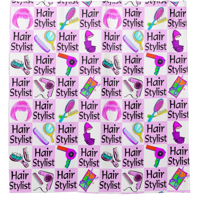 AWESOME HAIR STYLIST SHOWER CURTAIN (Front)