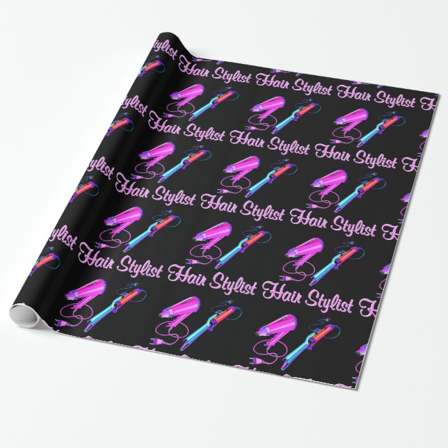 AWESOME HAIR STYLIST TEES AND GIFTS WRAPPING PAPER (Unrolled)