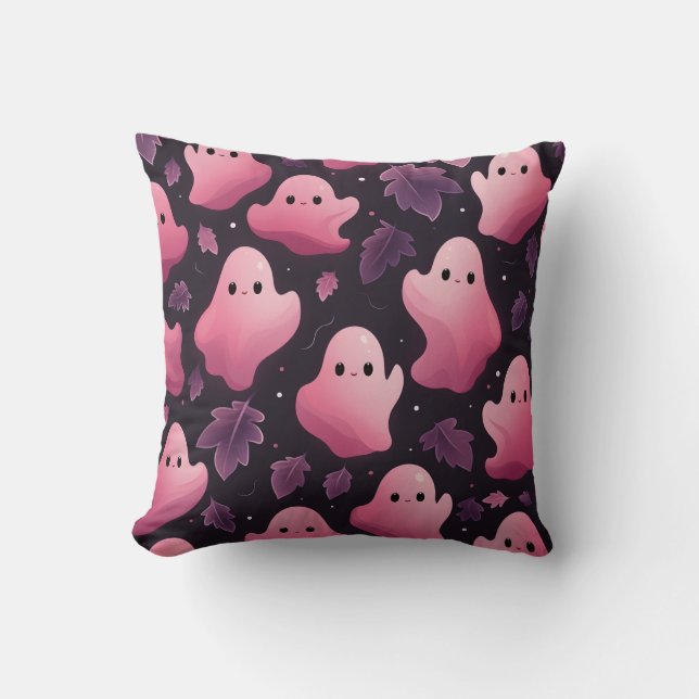 Awesome Halloween Pattern Cute Pink Ghosts Cushion (Front)