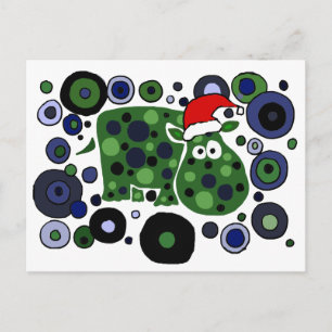 Awesome Hippo Christmas Art Abstract Holiday Postcard