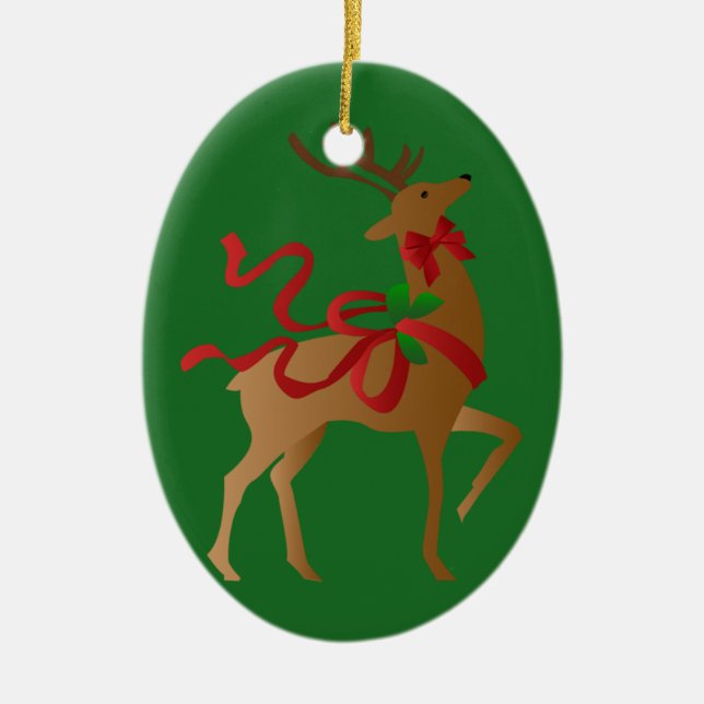 awesome holiday reindeer ceramic tree decoration (Front)