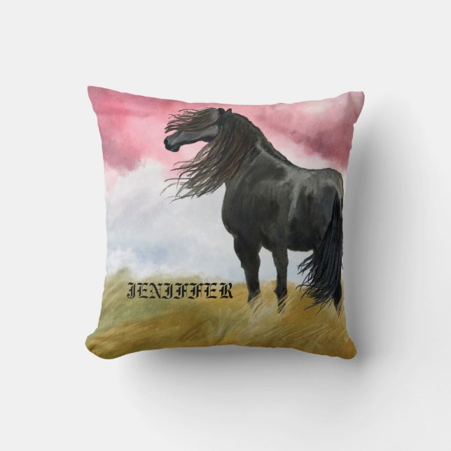 Awesome Horse Watercolor Cushion (Front)