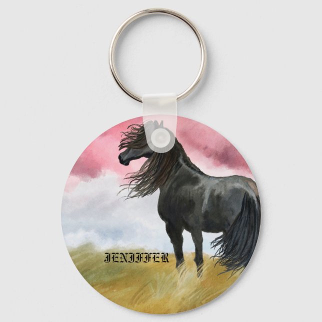 Awesome Horse Watercolor Ornament Key Ring (Front)