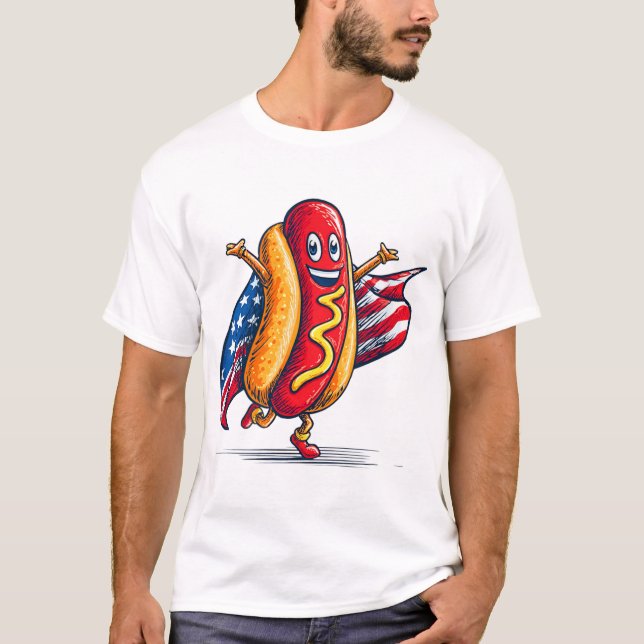  Awesome Hotdog In Us Colours T-Shirt (Front)