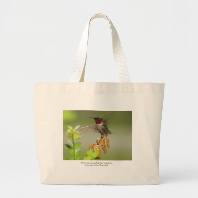 Awesome hummingbird large tote bag (Front)