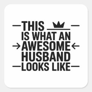 Awesome Husband Graphic Typography Square Sticker