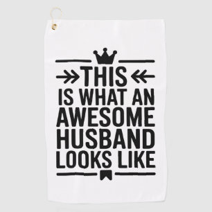 Awesome Husband Minimal Typography Golf Towel