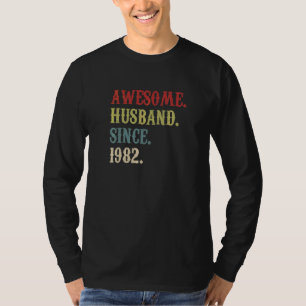 Awesome Husband Since 1982 Retro 40 Wedding Aniver T-Shirt