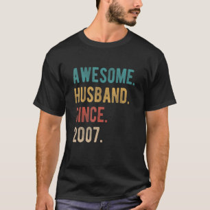 Awesome Husband Since 2007 15th Wedding Aniversa T-Shirt