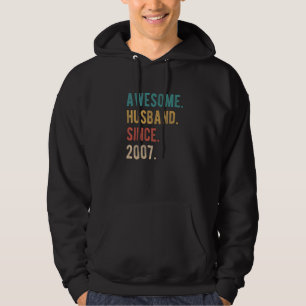 Awesome Husband Since 2007  15th Wedding Aniversar Hoodie