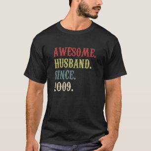 Awesome Husband Since 2009 Retro 13 Wedding Aniver T-Shirt