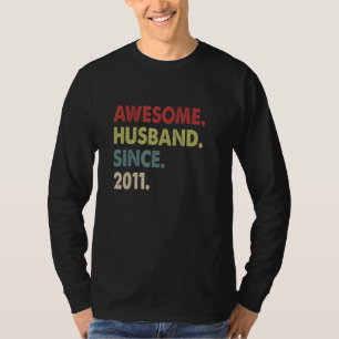 Awesome Husband Since 2011 Retro 11 Wedding Anive T-Shirt