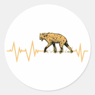 Awesome Hyena Heartbeat Design Wildlife  Classic Round Sticker