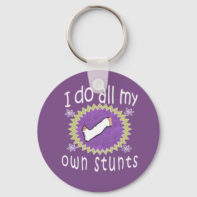 Awesome I do My Own Stunts broken leg Gift for Key Ring (Front)